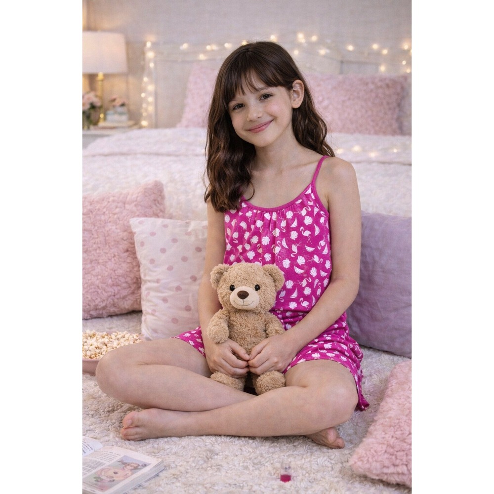 Cosa Bella‎ Girls Tropical Flamingo Romper Pajamas with Drawstring size M